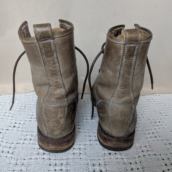 Frye Veronica Combat Women's Leather Ankle Boots Stonewashed Brown Distressed 8B - Picture 4 of 9